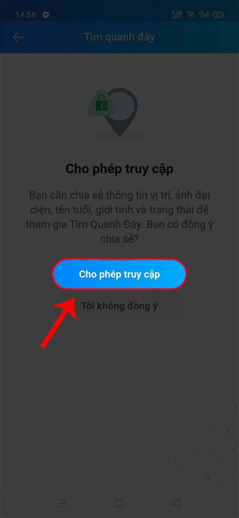 Chọn Cho phép truy cập.