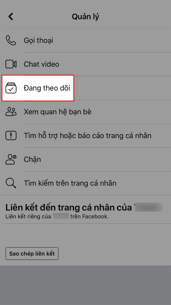 Chọn Đang theo dõi