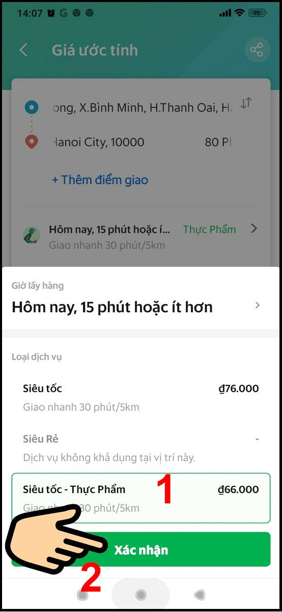 Chọn dịch vụ và thời gian giao hàng