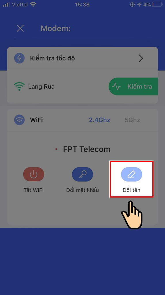 Chọn đổi tên Wifi