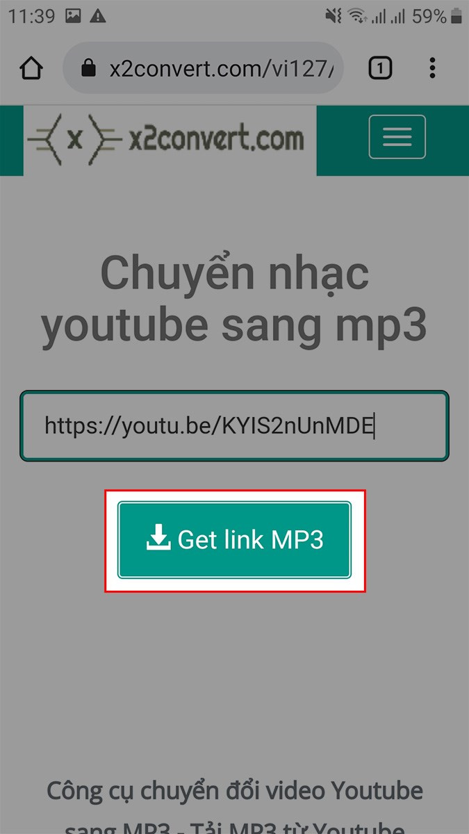 Chọn Get link MP3