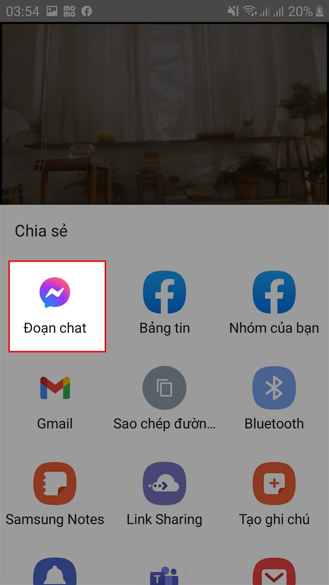 Chọn Messenger để chia sẻ
