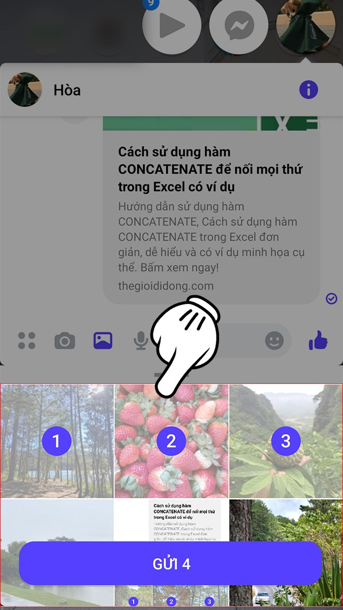 Chọn nhiều ảnh trên Messenger điện thoại