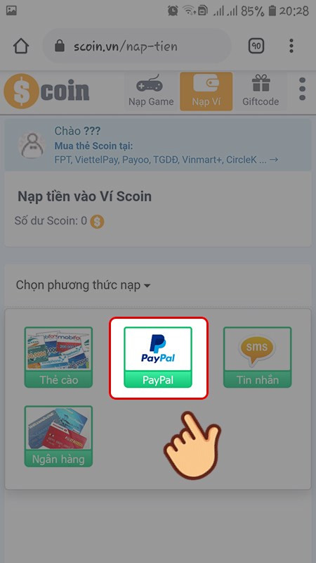 Chọn Phương thức thanh toán là PayPal.