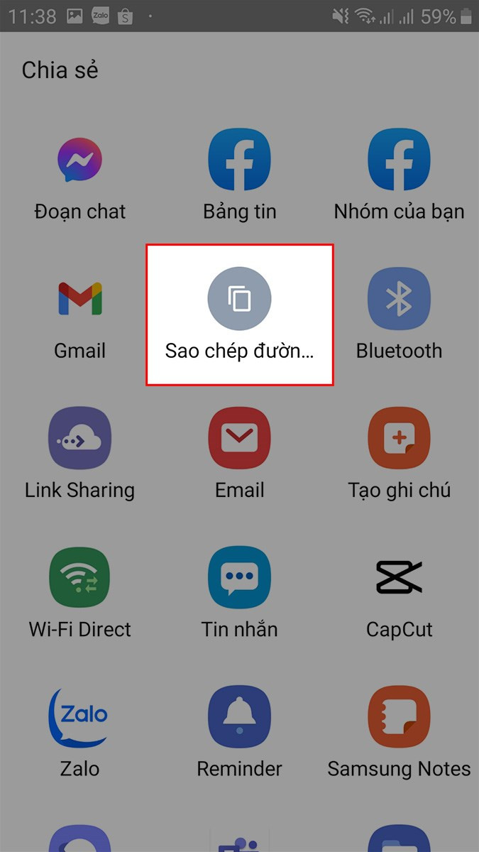 Chọn Sao chép đường liên kết