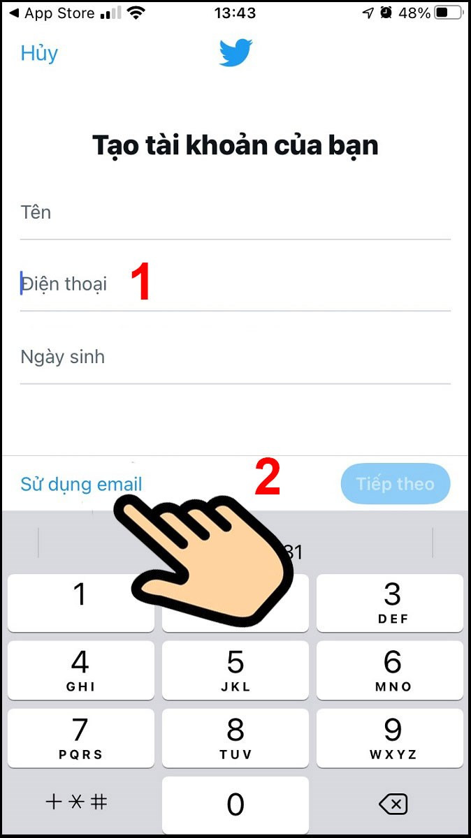 Chọn "Sử dụng Email"