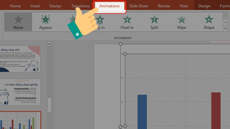 Chọn tab Animations cho đồ thị