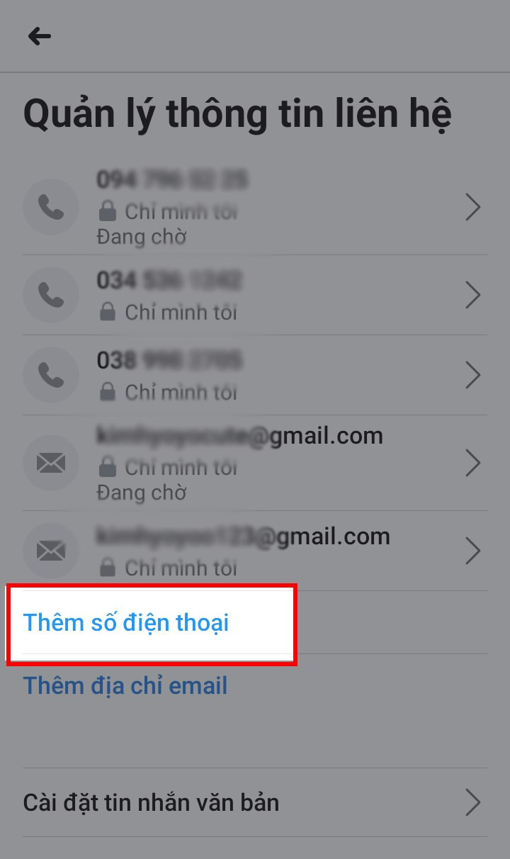 Chọn thêm số điện thoại