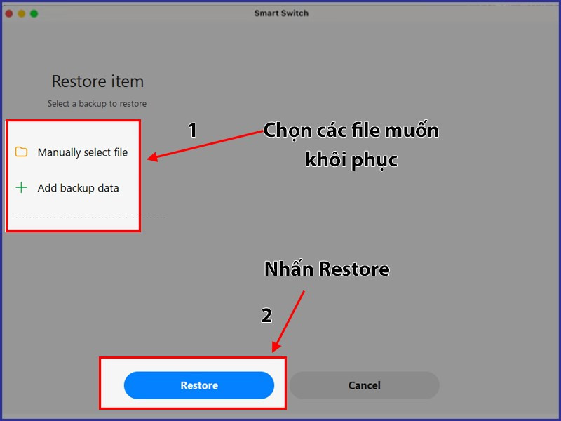 Chọn thư mục khôi phục trên Macbook