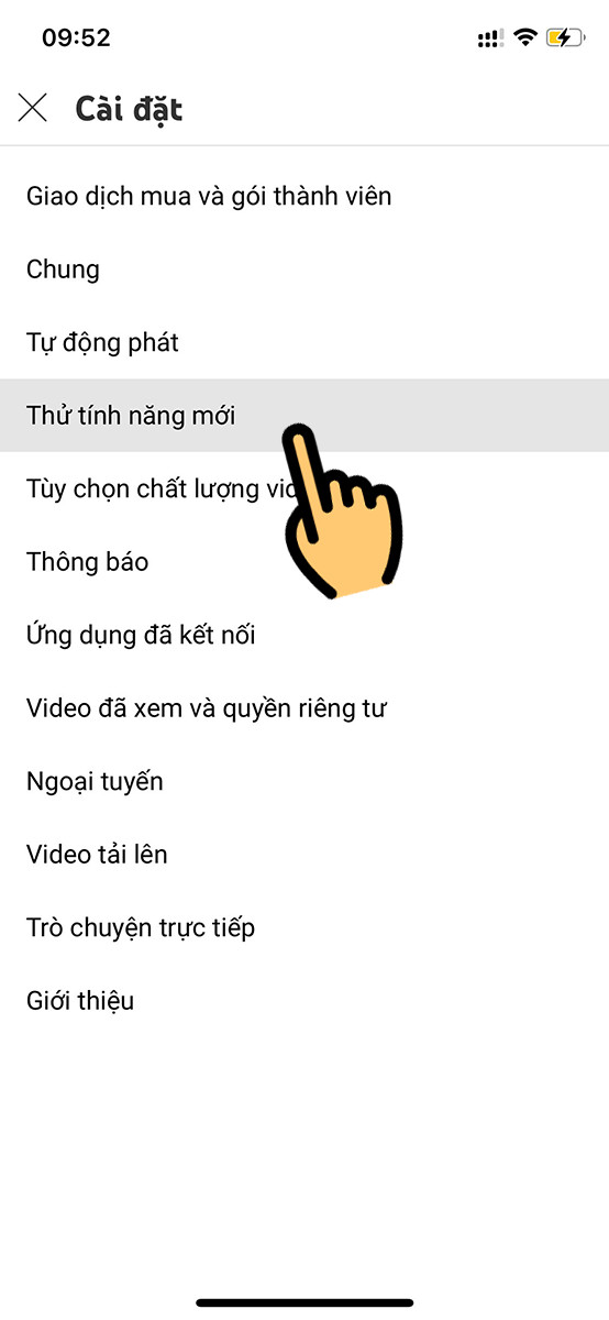 Chọn Thử tính năng mới