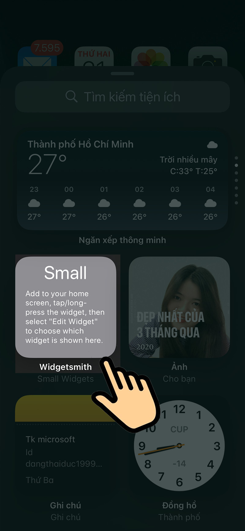 Chọn Widgetsmith trong danh sách Widget