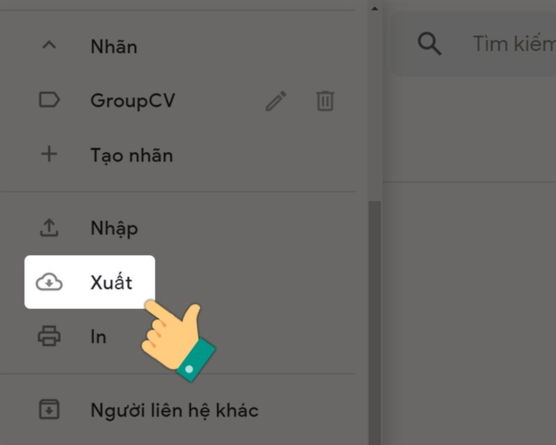 Chọn Xuất trên máy tính