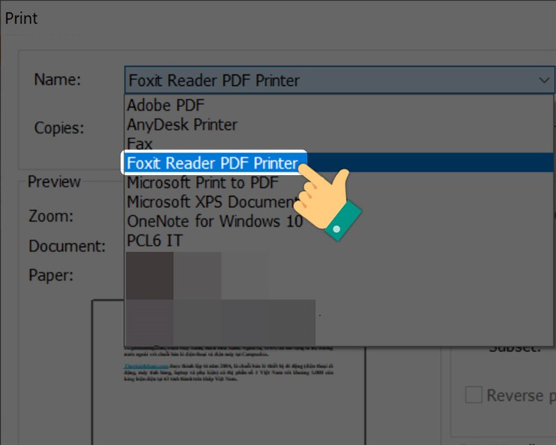 ChọnFoxit Reader PDF Printer