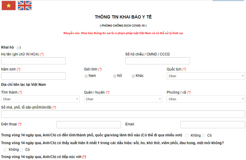 Chuẩn bị các thông tin cá nhân sau