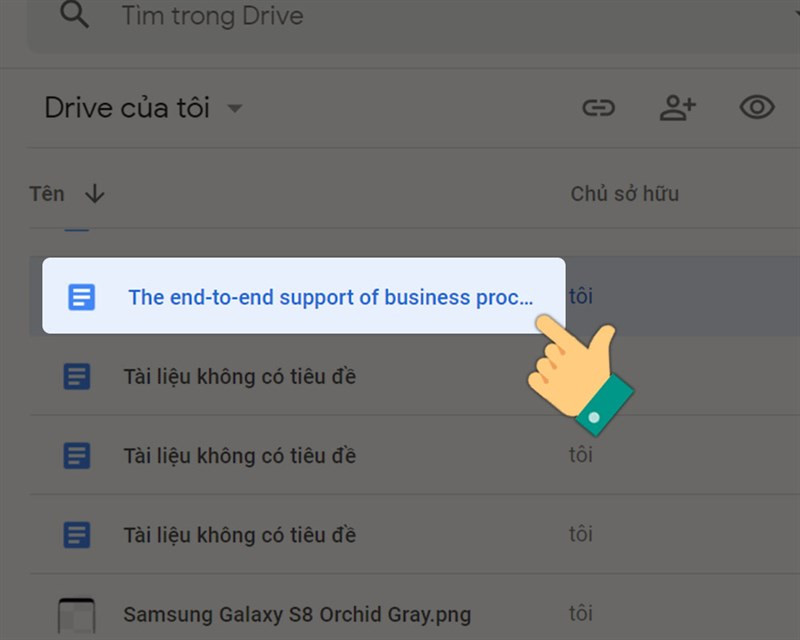 Click chuột phải vào tệp tin cần chia sẻ trên Google Drive