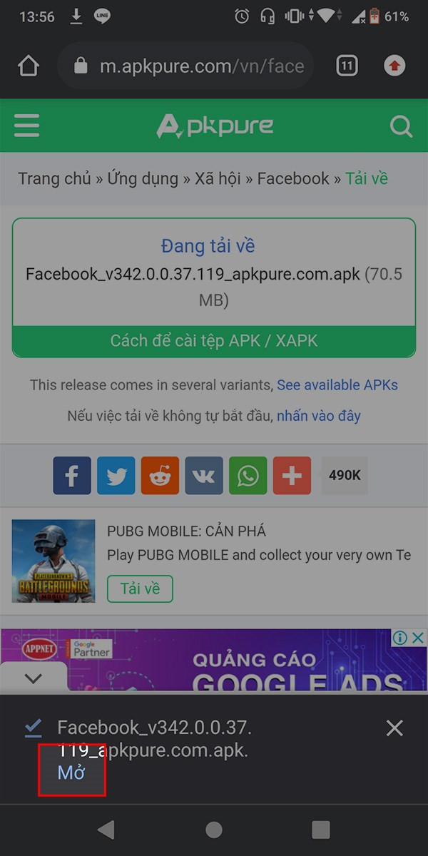 Hướng dẫn tải và cài đặt Facebook APK trên điện thoại Android