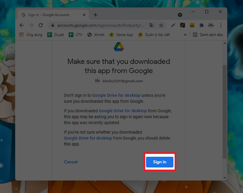 Đăng nhập Google Drive