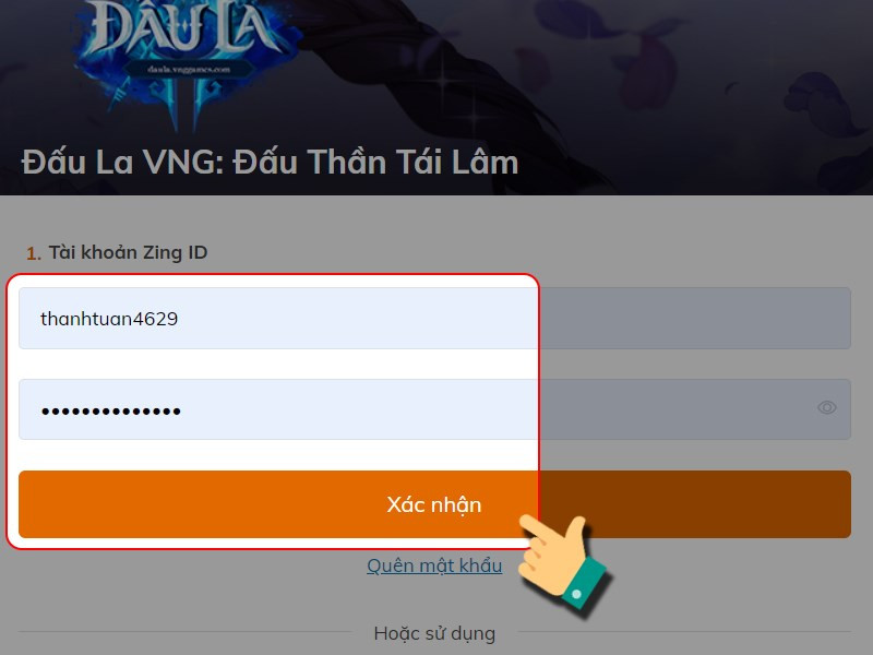 Đăng nhập tài khoản game