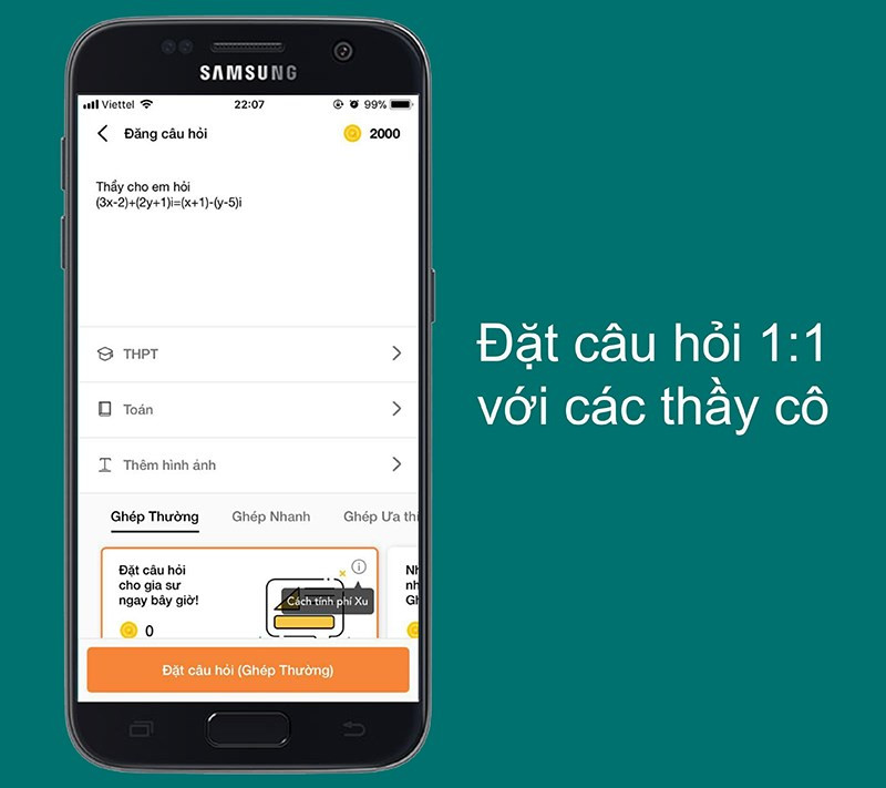 Đặt c&acirc;u hỏi 1:1 với thầy c&ocirc;