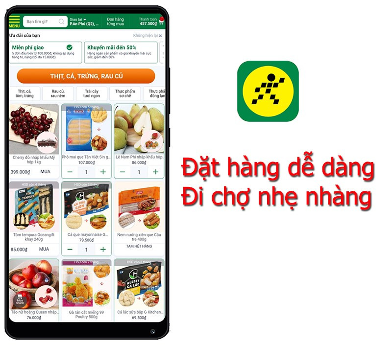 Đặt h&agrave;ng dễ d&agrave;ng, đi chợ online cực nhanh