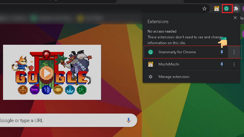 Để ghim tr&ecirc;n Extension của tr&igrave;nh duyệt Chrome bạn tick chọn v&agrave;o n&uacute;t pin để c&ocirc;ng cụ Grammarly hiển thị tr&ecirc;n thanh tiện &iacute;ch.