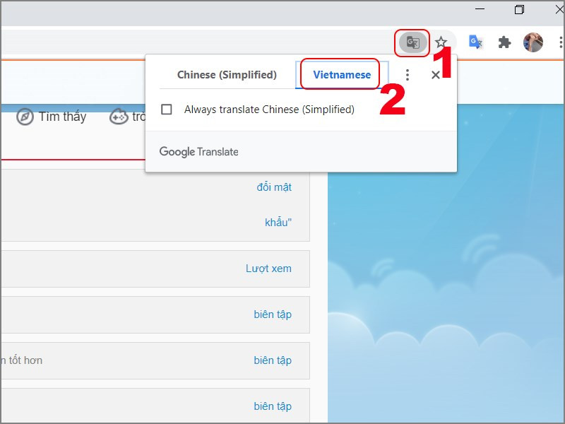 Dịch Weibo bằng Chrome