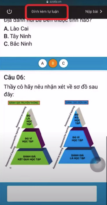 Đính kèm bài tự luận trên Azota