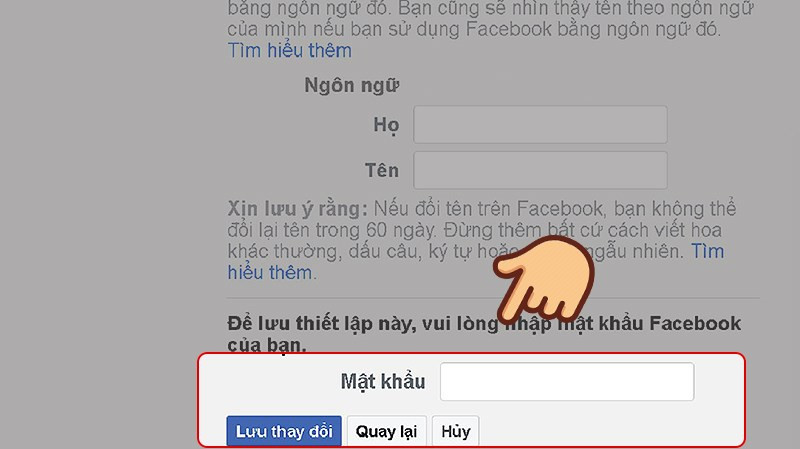 Đổi tên Facebook theo ngôn ngữ 5