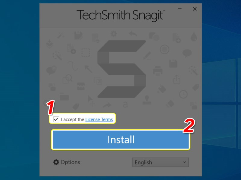 Đồng ý điều khoản và cài đặt Snagit