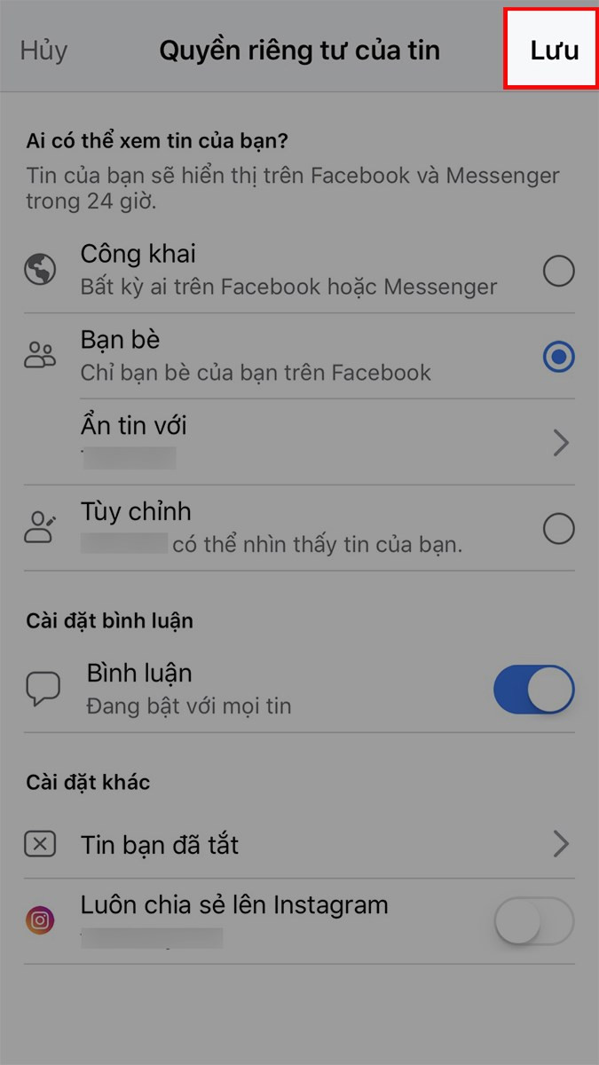 Gạt nút sang phải để kích hoạt tính năng bình luận