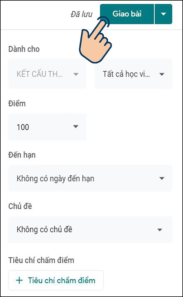 Giao bài tập trên Google Classroom