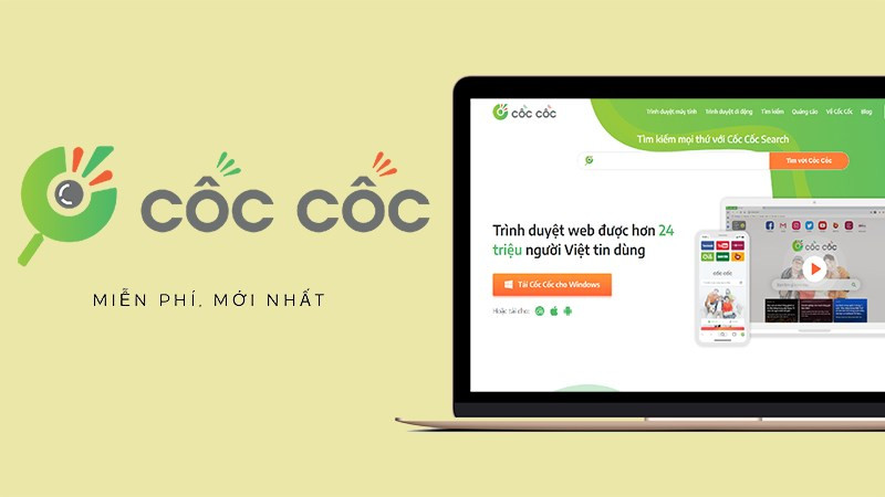 Giao diện Cốc Cốc trên máy tính