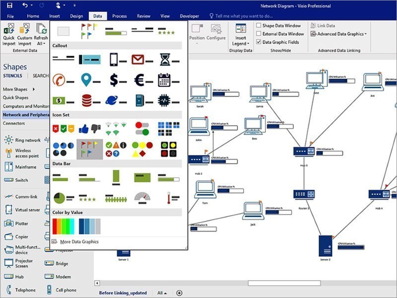 Giao diện Microsoft Visio