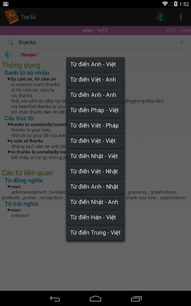 Giao diện Tra Từ Soha