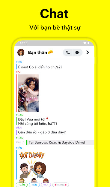 Giao diện trò chuyện Snapchat