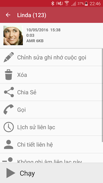 Giao diện ứng dụng Automatic Call Recorder