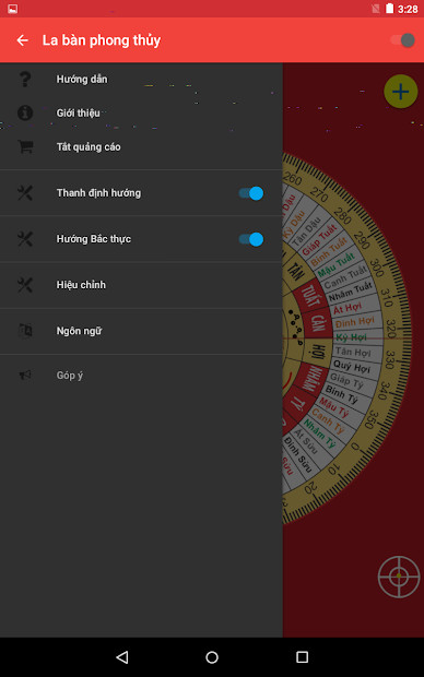 Giao diện ứng dụng La Bàn Phong thủy