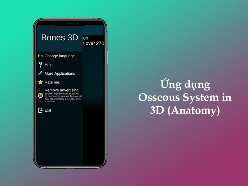 Giao diện ứng dụng Osseous System in 3D (Anatomy)