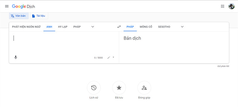 Google Dịch - Dịch tiếng Pháp sang Tiếng Việt trực tuyến