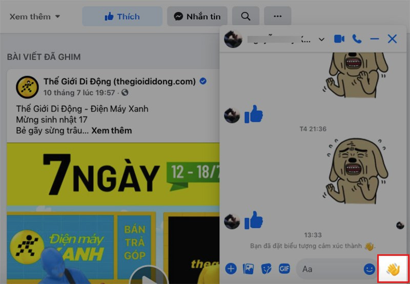 Gửi biểu tượng vẫy tay trên Messenger máy tính