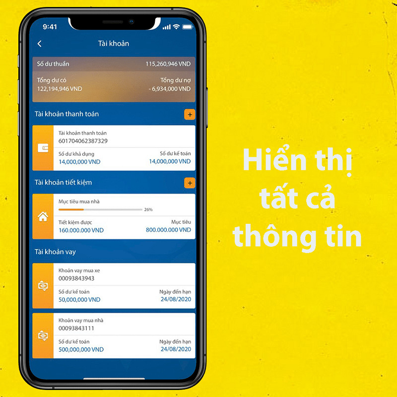 Hiển thị đầy đủ th&ocirc;ng tin t&agrave;i khoản