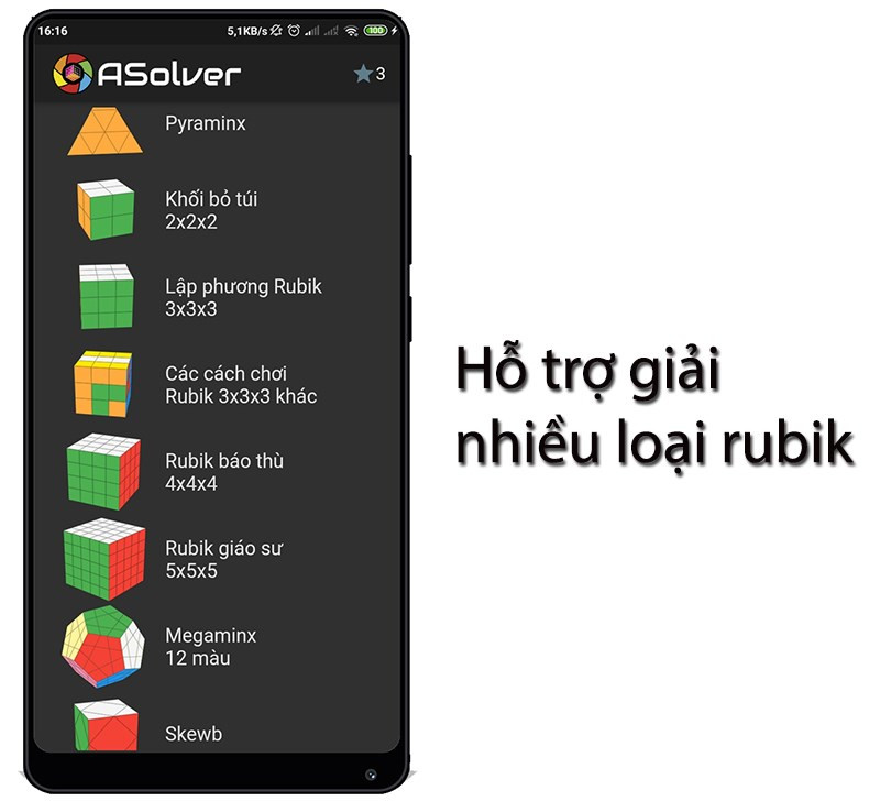 Hỗ trợ giải đố nhiều loại rubik