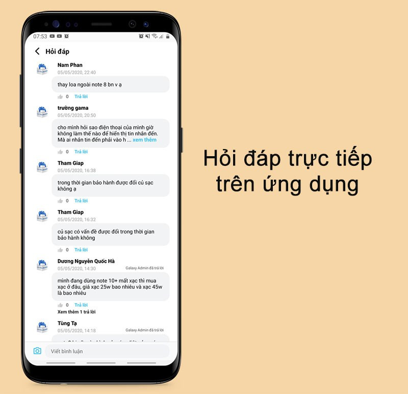 Hỗ trợ hỏi đáp ngay trên ứng dụng Quà tặng Galaxy