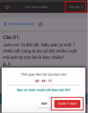 Hoàn thành bài thi trên Azota