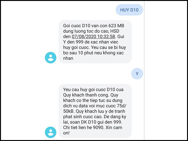 Hủy gói cước MobiFone