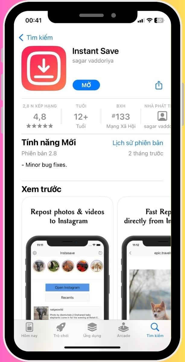 InstantSave trên Appstore