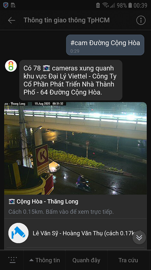 Kết quả t&igrave;m camera qua tin nhắn