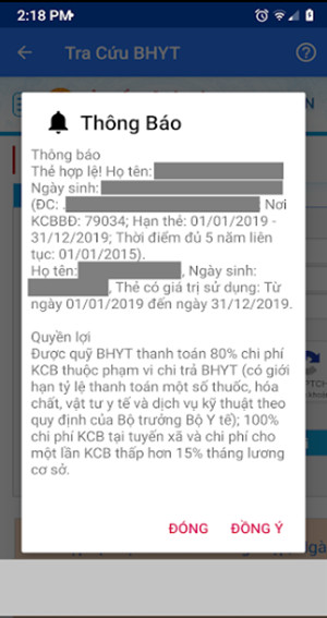 Kết quả tra cứu BHYT