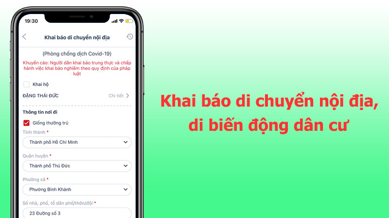 Khai báo di chuyển nội địa, di biến động dân cư