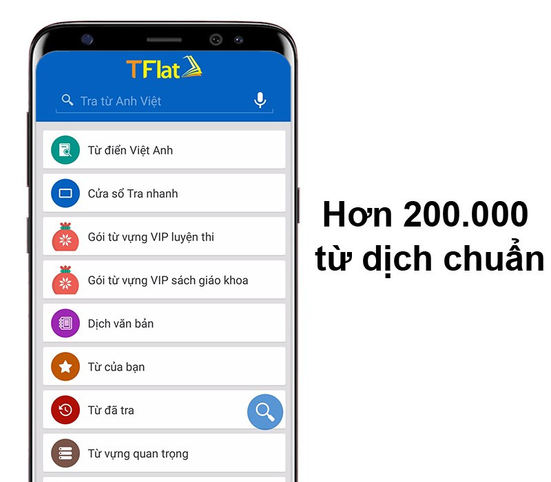 Kho từ vựng phong phú trên TFlat Offline